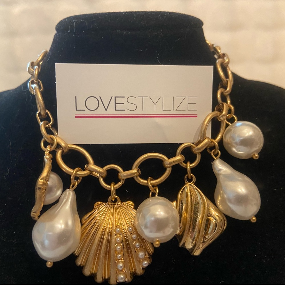 Gold and Pearl Charm Bracelet